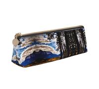 NBAGHPQ Rocky Mountain Range Print Elegante Astuccio in Pelle Ad Alta Capacità Con Cerniera Triangolo Penna Ragazzi Ragazze