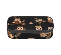 NBAGHPQ Simpatico astuccio marrone con stampa di gufi in stile cartone animato, grande, per adolescenti, studenti, adulti