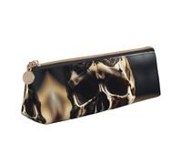NBAGHPQ Skull Rock Roll Skeleton Bone Print Elegante astuccio in pelle ad alta capacità con cerniera Triangolo Pouch Penne Ragazzi Ragazze