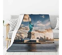 NBAGHPQ Statua della Libertà a New York Stampa Coperta Spessa Letto Campeggio Viaggio Flanella Leggero Calda Coperta Comfort Divano