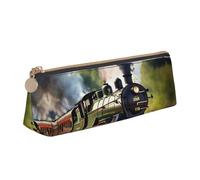 NBAGHPQ Steam, astuccio in pelle ad alta capacità, con stampa di piccolo treno, con cerniera, per ragazzi e ragazze