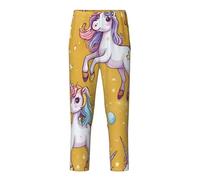 NBAGHPQ Unicorno design Stampa Abbigliamento Casual Casa Relax Morbido Pigiama Pantaloni Donna Uomo Pantaloni a tema Feste, Nero , L(14-16)