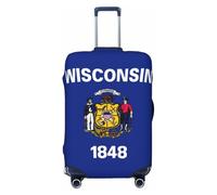 NBAGHPQ Wisconsin State Flag Print Double Sided Protezione Elastica Universale Valigia Copertura Unica Protezione Bagagli, Nero , S