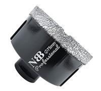 NBB Punta a tazza diamantata con M14, per foratura professionale a secco o ad umido su porcellana dura, ceramica, piastrelle, granito, marmo, veloce, durevole, per smerigliatrice angolare (Dia.75mm)