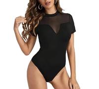 NBBNYJ Body Donna Nero a Manica Corta scollo rotondo bodysuit Intimo Modellante Comodo e Traspirante maglia Casual elegante leotard lingerie Nero S