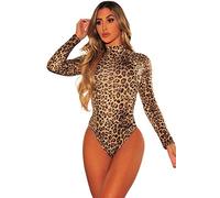NBBNYJ Body Sexy Donna Leopardo Elegante Scollo a V Profondo Manica Corta Bodysuit Top Coverall Intimo Lingerie (Ghepardo-1, S)