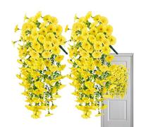 Nbbwwu 2 petunie finte, fiori artificiali da appendere, petunie finte realistiche, gloria mattutina artificiale, resistenti ai raggi UV, piante eterne colorate simulate per casa e giardino