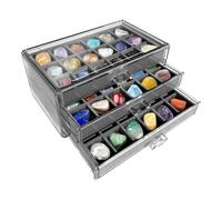 Nbbwwu Vetrina per Cristalli | Contenitore per Cristalli e Valigetta da Viaggio | Portaoggetti Organizzatore con 54 Scomparti per Fossili Gemme Miniature Bambini Souvenir Oggettini Regali Natale