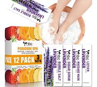nbc BeautiLab Set per la cura dei piedi: sale frizzante, scrub di zucchero, maschera massaggiante, lozione per massaggi in una scatola, 4 passi, cura dei piedi secchi, calli e piedi stanchi (3 set di
