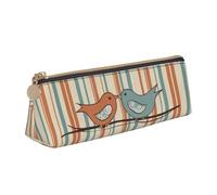 NBCCDVSH Astuccio in pelle con cerniera elegante portapenne estetico per donne e uomini, astuccio in pelle vintage arrugginito per penne da lavoro ufficio viaggio astuccio per cancelleria, Love Birdie