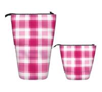 NBCCDVSH Astuccio telescopico portapenne con supporto per penne moderno e bohémien, astuccio portatile per cancelleria per cancelleria per ufficio, cosmetici, trousse per trucco, Plaid bianco., Taglia