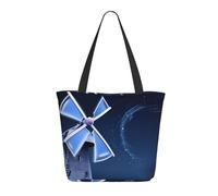 NBCCDVSH Borsa da donna con mulino a vento blu, borsa per la spesa, riutilizzabile, estetica, borsa da spiaggia