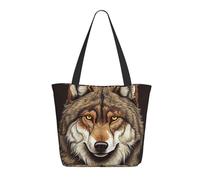 NBCCDVSH Borsa da donna con testa di lupo marrone, borsa per la spesa, riutilizzabile, estetica, borsa da spiaggia