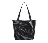 NBCCDVSH Borsa da donna in seta nera per la spesa, riutilizzabile, estetica, borsa da spiaggia