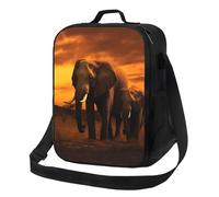 NBCCDVSH Borsa termica per il pranzo al tramonto genitore-figlio elefante scatola per il pranzo per donne uomini riutilizzabile a prova di perdite borsa termica per picnic lavoro