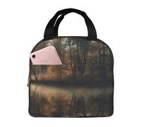NBCCDVSH Borsa termica per il pranzo con alberi che riflettono su un lago, per donne e uomini, riutilizzabile, a prova di perdite, borsa termica per picnic, lavoro