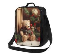 NBCCDVSH Borsa termica per il pranzo con albero di Natale, ramo di orso, scatola per il pranzo per donne e uomini, riutilizzabile, a prova di perdite, borsa termica per picnic e lavoro
