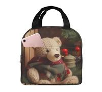 NBCCDVSH Borsa termica per il pranzo con albero di Natale, ramo di orso, scatola per il pranzo per donne e uomini, riutilizzabile, a prova di perdite, borsa termica per picnic e lavoro