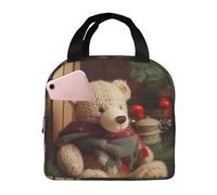 NBCCDVSH Borsa termica per il pranzo con albero di Natale, ramo di orso, scatola per il pranzo per donne e uomini, riutilizzabile, a prova di perdite, borsa termica per picnic e lavoro