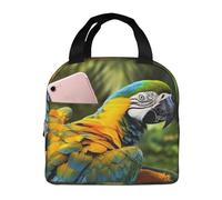 NBCCDVSH Borsa termica per il pranzo con ali gialle e pappagallo blu, per donne e uomini, riutilizzabile, a prova di perdite, borsa termica per picnic, lavoro