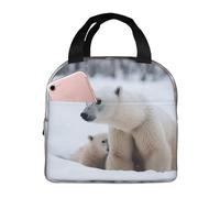 NBCCDVSH Borsa termica per il pranzo con animali della neve, orso polare, per donne e uomini, riutilizzabile, a prova di perdite, borsa termica per picnic, lavoro
