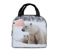 NBCCDVSH Borsa termica per il pranzo con animali della neve, orso polare, per donne e uomini, riutilizzabile, a prova di perdite, borsa termica per picnic, lavoro