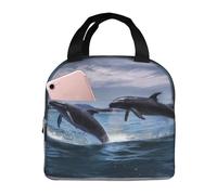 NBCCDVSH Borsa termica per il pranzo con balene che saltano, per donne e uomini, riutilizzabile, a prova di perdite, borsa termica per picnic, lavoro