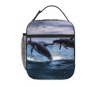NBCCDVSH Borsa termica per il pranzo con balene che saltano, per donne e uomini, riutilizzabile, a prova di perdite, borsa termica per picnic, lavoro