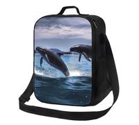 NBCCDVSH Borsa termica per il pranzo con balene che saltano, per donne e uomini, riutilizzabile, a prova di perdite, borsa termica per picnic, lavoro