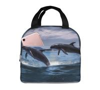 NBCCDVSH Borsa termica per il pranzo con balene che saltano, per donne e uomini, riutilizzabile, a prova di perdite, borsa termica per picnic, lavoro