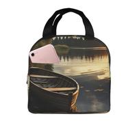 NBCCDVSH Borsa termica per il pranzo, con barca sul lago, per donne e uomini, riutilizzabile, a prova di perdite, borsa termica per picnic, lavoro
