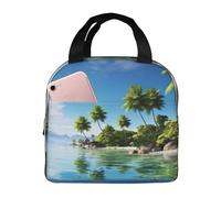NBCCDVSH Borsa termica per il pranzo con bella isola nel mare, per donne e uomini, riutilizzabile, a prova di perdite, borsa termica per picnic, lavoro