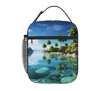 NBCCDVSH Borsa termica per il pranzo con bella isola nel mare, per donne e uomini, riutilizzabile, a prova di perdite, borsa termica per picnic, lavoro