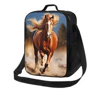 NBCCDVSH Borsa termica per il pranzo con cavallo che corre rosso, per donne e uomini, riutilizzabile, a prova di perdite, borsa termica per il pranzo per picnic e lavoro