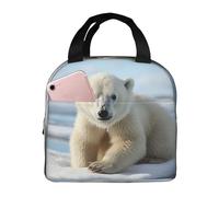 NBCCDVSH Borsa termica per il pranzo con cuccioli di orso polare per donne e uomini, riutilizzabile, a prova di perdite, borsa termica per picnic, lavoro