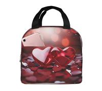 NBCCDVSH Borsa termica per il pranzo con cuori di San Valentino rossi, per donne e uomini, riutilizzabile, a prova di perdite, borsa termica per picnic, lavoro