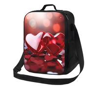 NBCCDVSH Borsa termica per il pranzo con cuori di San Valentino rossi, per donne e uomini, riutilizzabile, a prova di perdite, borsa termica per picnic, lavoro