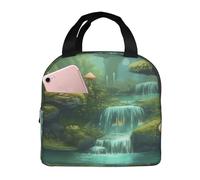 NBCCDVSH Borsa termica per il pranzo con fungo fantasy fiume in alberi della giungla, per donne e uomini, riutilizzabile, a prova di perdite, borsa termica per picnic, lavoro