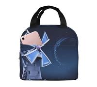 NBCCDVSH Borsa termica per il pranzo con mulino a vento, blu, per donne e uomini, riutilizzabile, a prova di perdite, borsa termica per picnic, lavoro