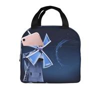 NBCCDVSH Borsa termica per il pranzo con mulino a vento, blu, per donne e uomini, riutilizzabile, a prova di perdite, borsa termica per picnic, lavoro
