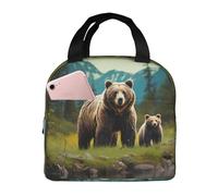 NBCCDVSH Borsa termica per il pranzo con orso fiume mamma scatola per il pranzo per donne uomini riutilizzabile a prova di perdite borsa termica per picnic lavoro