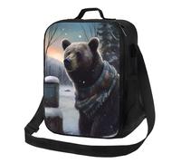 NBCCDVSH Borsa termica per il pranzo con orso invernale, per donne e uomini, riutilizzabile, a prova di perdite, borsa termica per picnic, lavoro