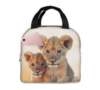 NBCCDVSH Borsa termica per il pranzo con piccolo leone, per donne e uomini, riutilizzabile, a prova di perdite, borsa termica per picnic, lavoro