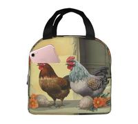 NBCCDVSH Borsa termica per il pranzo con polli italiani, per donne e uomini, riutilizzabile, a prova di perdite, borsa termica per picnic, lavoro