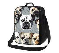NBCCDVSH Borsa termica per il pranzo con testa di bulldog americano, per donne e uomini, riutilizzabile, a prova di perdite, borsa termica per picnic, lavoro