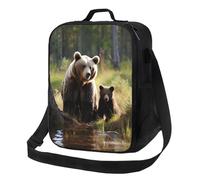 NBCCDVSH Borsa termica per il pranzo Madre orsi marroni proteggere cuccioli Lunch Box per donne uomini riutilizzabile a prova di perdite Lunch Cooler Tote Bag per picnic lavoro