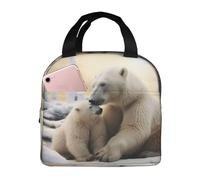 NBCCDVSH Borsa termica per il pranzo, motivo: orso polare, per donne e uomini, riutilizzabile, a prova di perdite, borsa termica per picnic, lavoro
