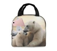 NBCCDVSH Borsa termica per il pranzo, motivo: orso polare, per donne e uomini, riutilizzabile, a prova di perdite, borsa termica per picnic, lavoro