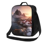 NBCCDVSH Borsa termica per il pranzo Sunrise Over Hamnoy, per donne e uomini, riutilizzabile, a prova di perdite, borsa termica per picnic, lavoro