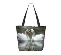 NBCCDVSH Borsa tote da donna con due cigni borsa della spesa estetica riutilizzabile borsa da spiaggia